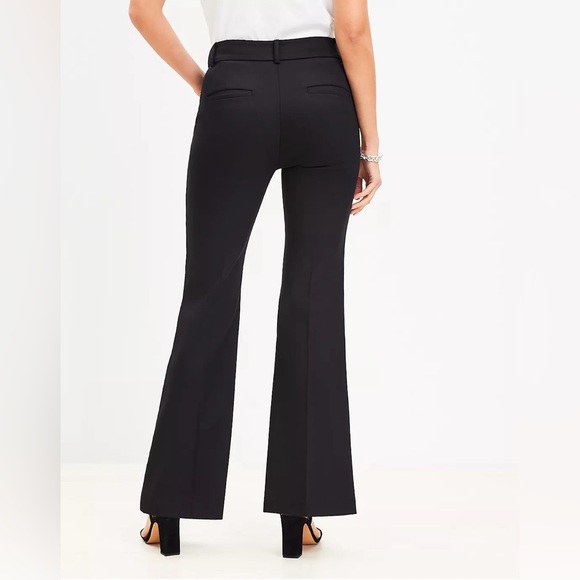 Ann Taylor LOFT Black High Rise Julie Flared Trouser Pant, 6 Petite. - Picture 3 of 9